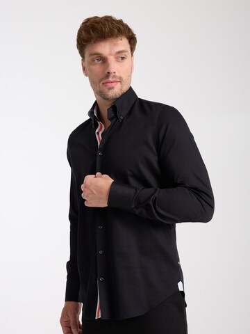 Slim fit Camicia business 'Roma Iconic Satin Man Shirt White' di 7Camicie in nero