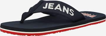 Tommy Jeans T-Bar Sandals in Blue: front