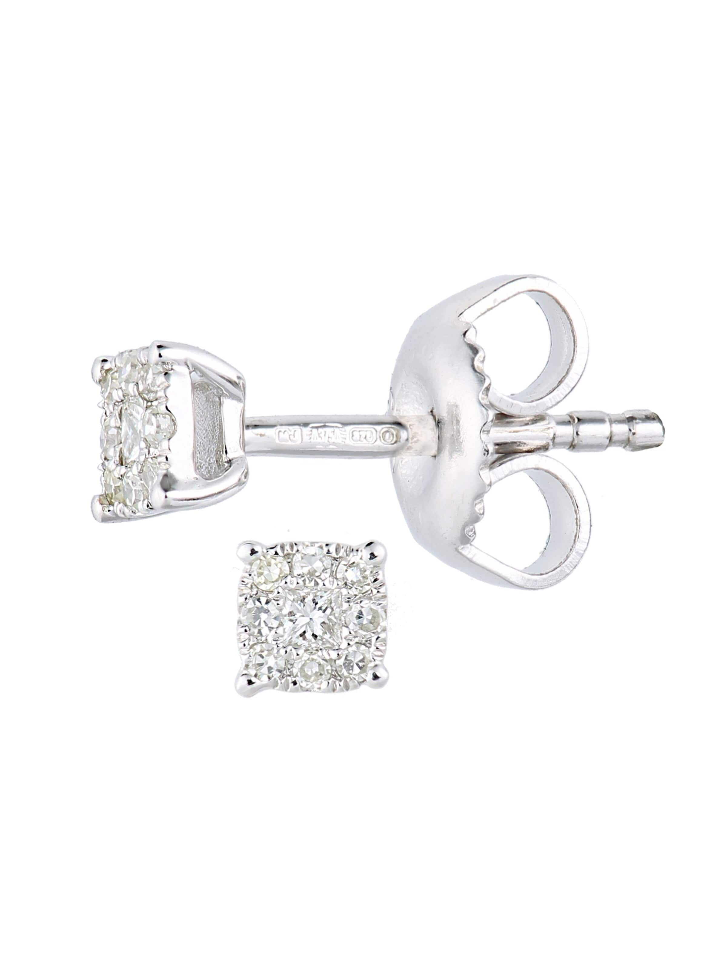 Boucles d'oreilles 'Ohrringe aus 375 Weißgold mit 0.1 Karat Diamant' DIAMANT LETERNEL en argent