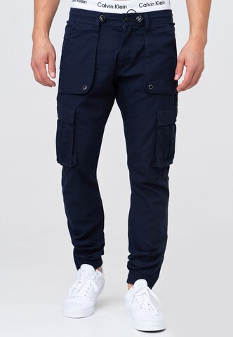 INDICODE JEANS Regular Cargobroek 'Leonard' in Blauw: voorkant