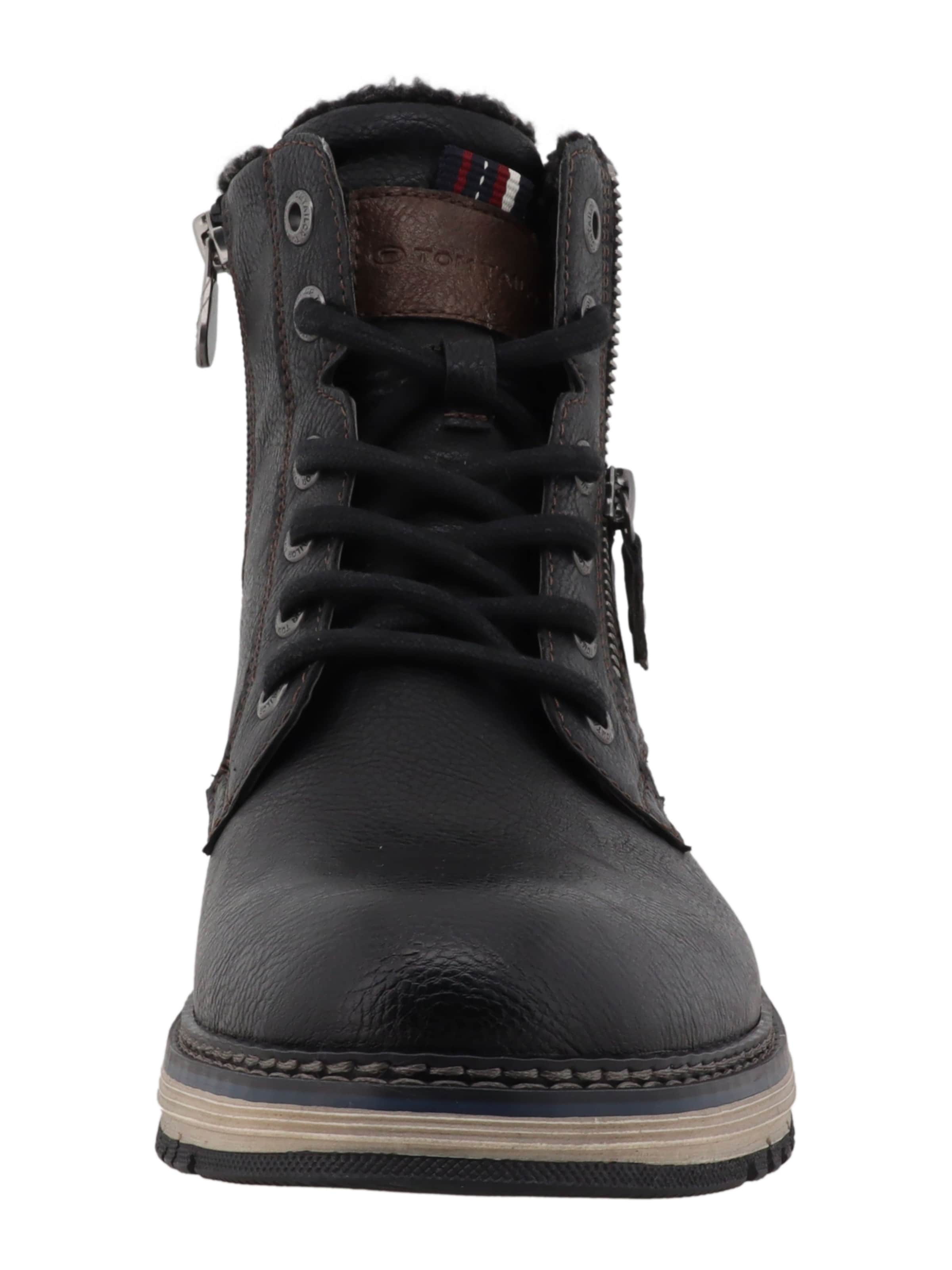 TOM TAILOR - Botas con cordones en negro