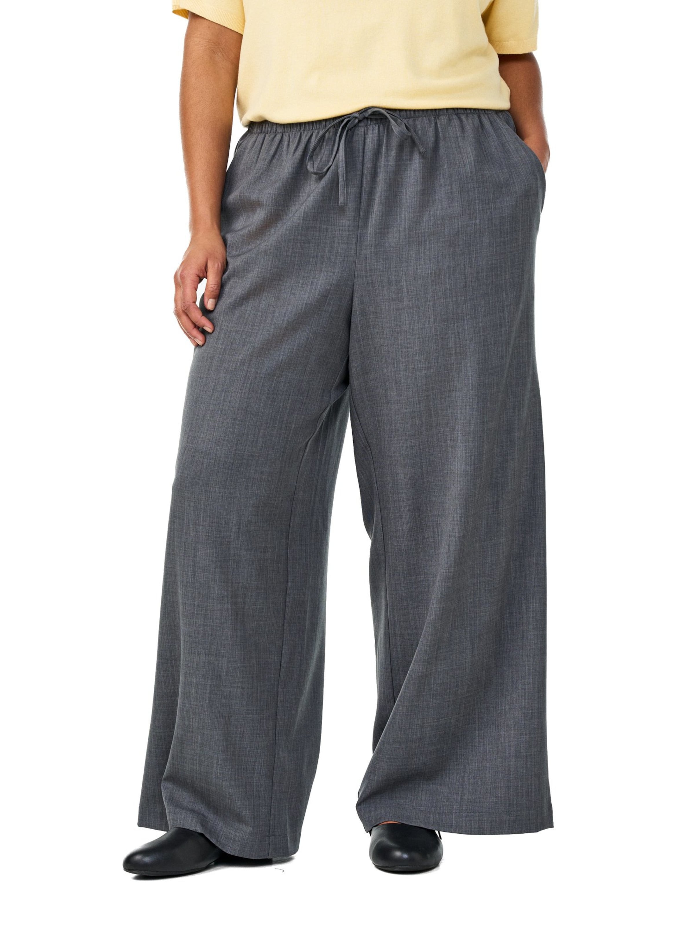 Wide Leg Pantalon 'Vina' Zizzi en gris : devant