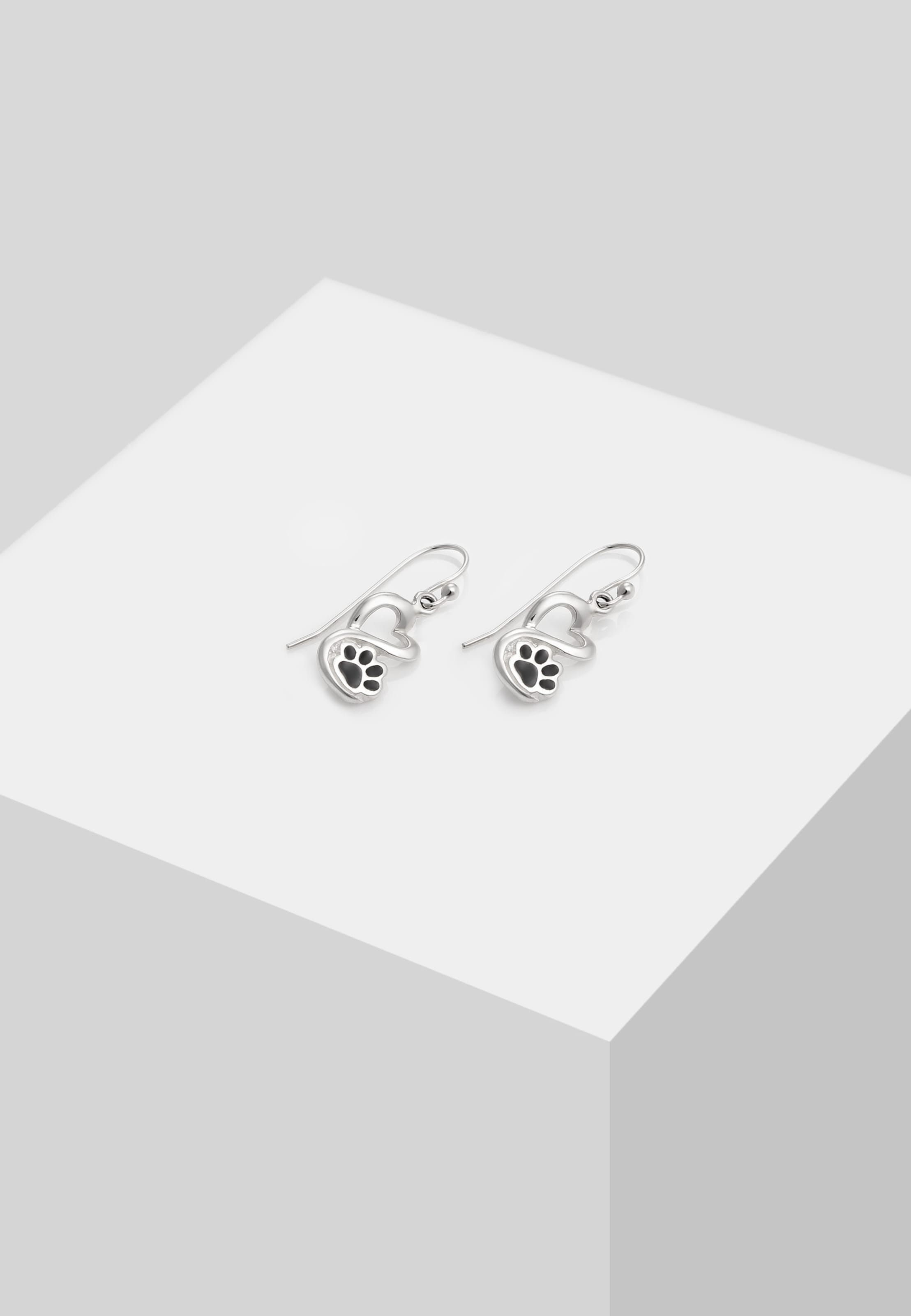 Nenalina Ohrringe Herz, Pfote in Silber