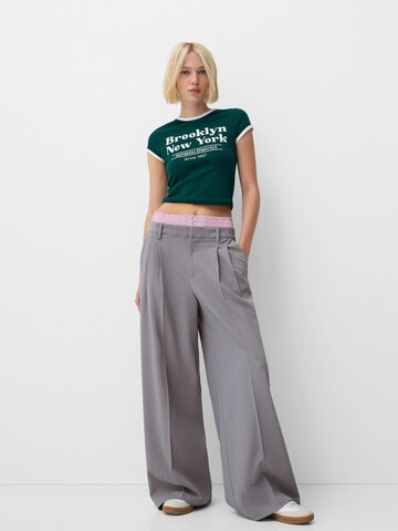 Bershka Wide Leg Hose in Grau
