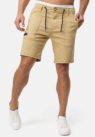 Regular Pantalon 'Diago' INDICODE JEANS en beige : devant