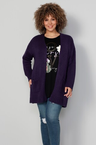 MIAMODA Knit Cardigan in Purple: front