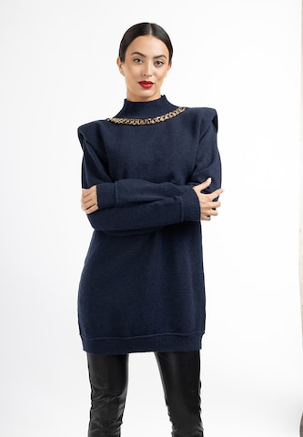 faina Knit dress in Blue: front