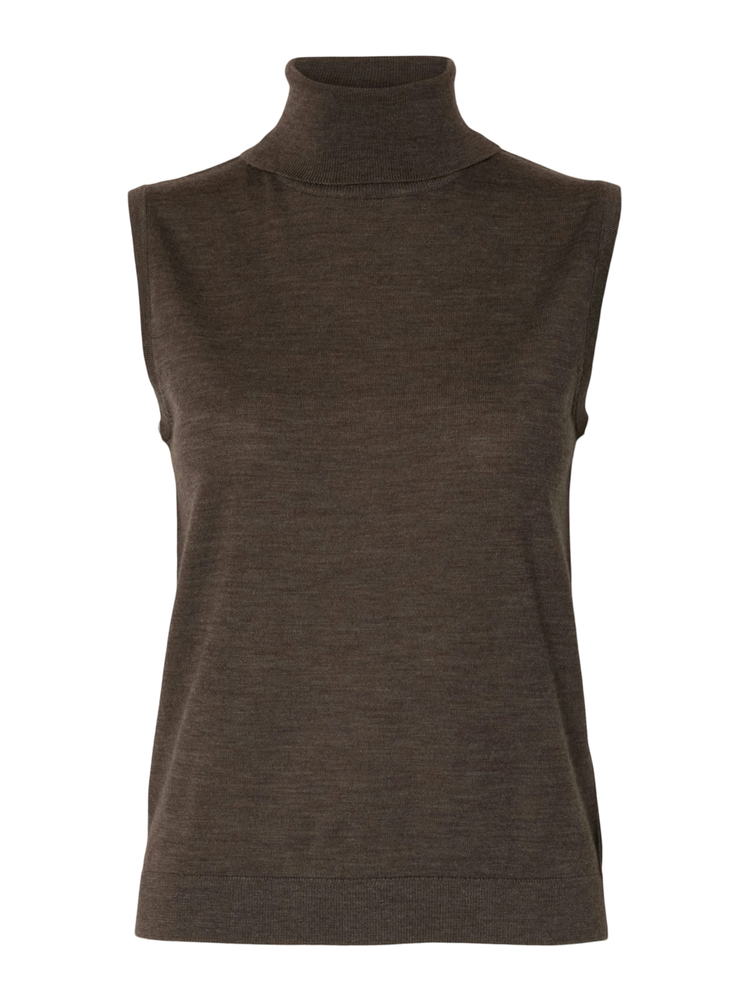 SELECTED Broderad topp 'SLFTHEA' i brun: framsida