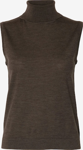 SELECTED Broderad topp 'SLFTHEA' i brun: framsida