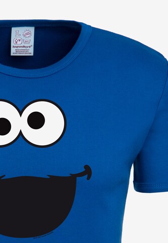 LOGOSHIRT T-Shirt 'Cookie Monster – Face' in Blau