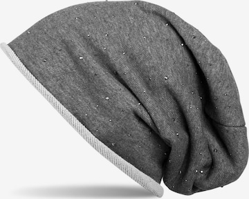 styleBREAKER Mütze 'Beanie mit Strass Nieten' in Grau: Vorderseite