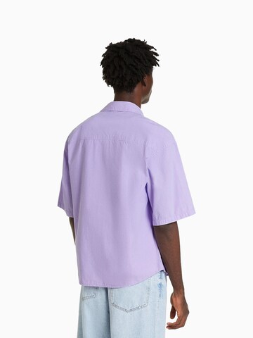 Bershka Loose fit Button Up Shirt in Purple