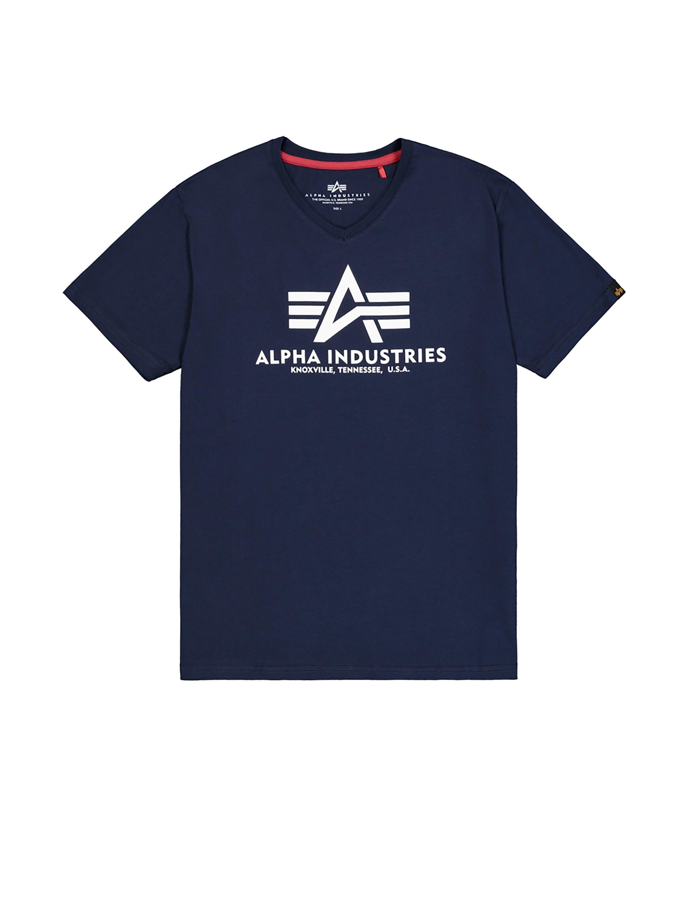 ALPHA INDUSTRIES Shirt 'Basic V-Neck'‌‌‌ in Blau: Vorderseite