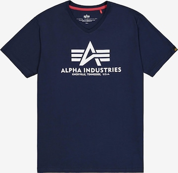 ALPHA INDUSTRIES Shirt 'Basic V-Neck' in Blau: Vorderseite