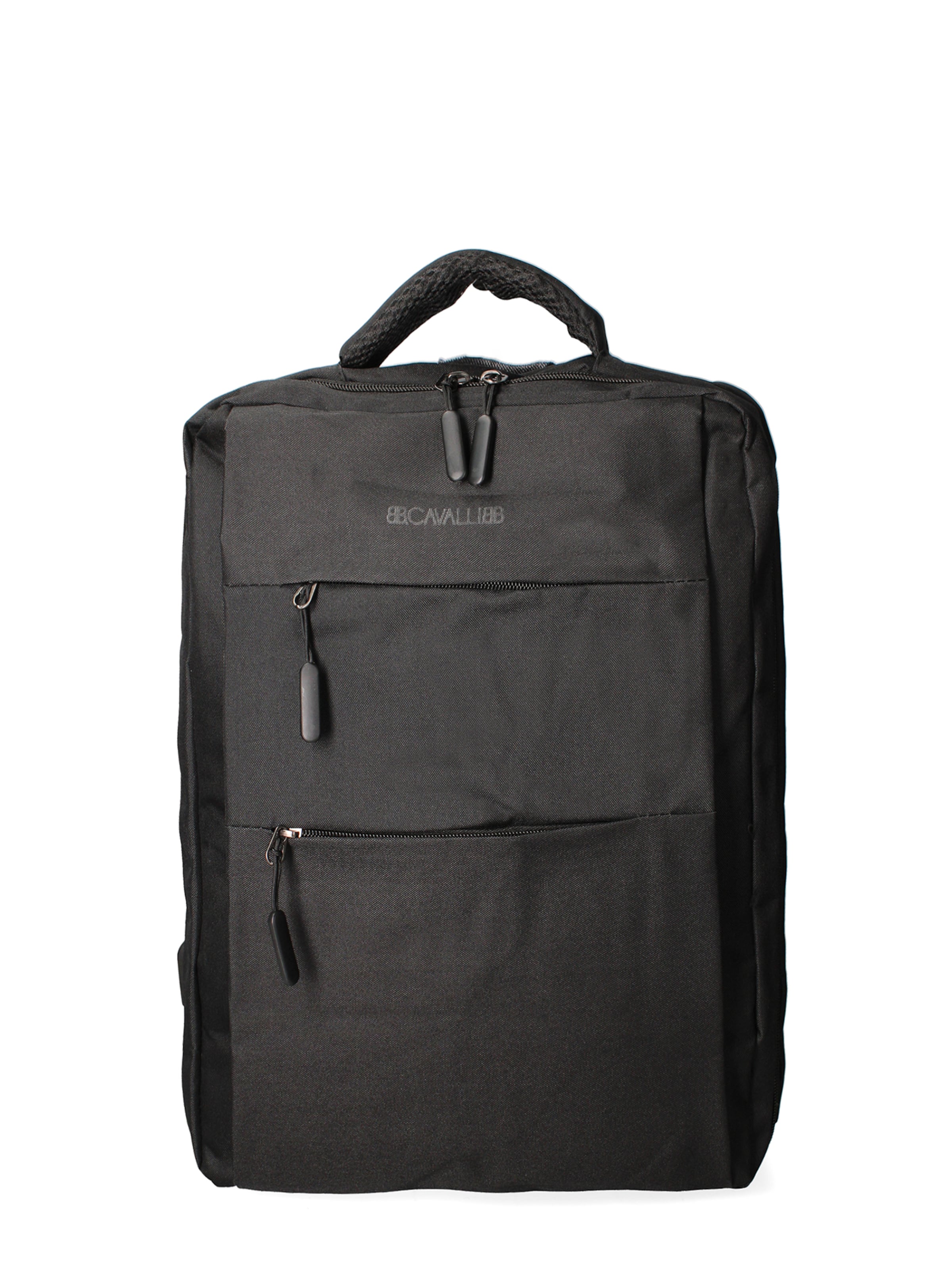 Zaino 'Zaino Unisex Nylon 100% con Zip e Tasche Multifunzionali - 30x43x13 cm' di B. Cavalli in nero: frontale