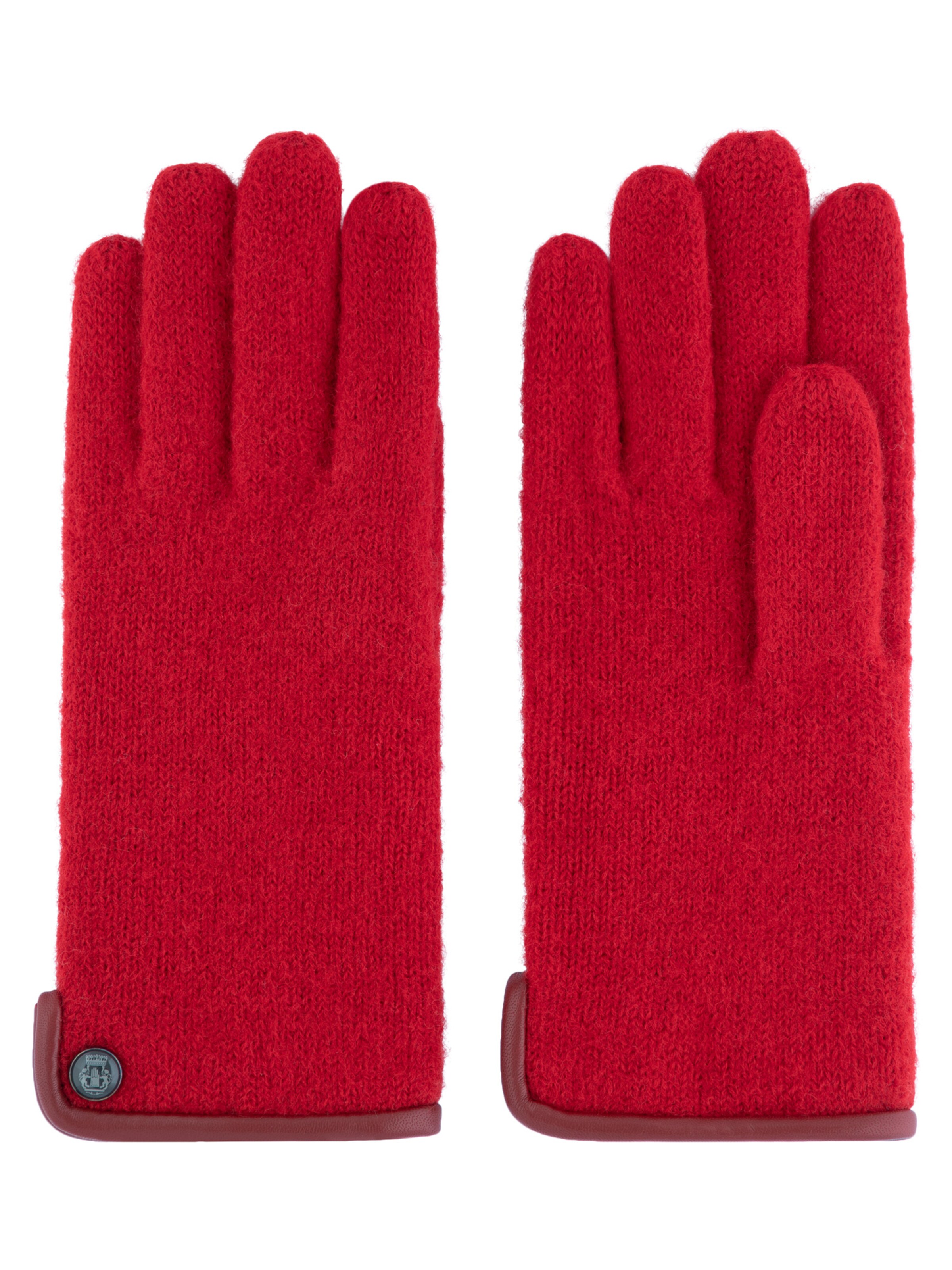 Roeckl Full Finger Gloves 'FELTED WOOL' in Red: front