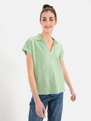 CAMEL ACTIVE T-Shirt mit Polokragen aus Organic Cotton in Grün