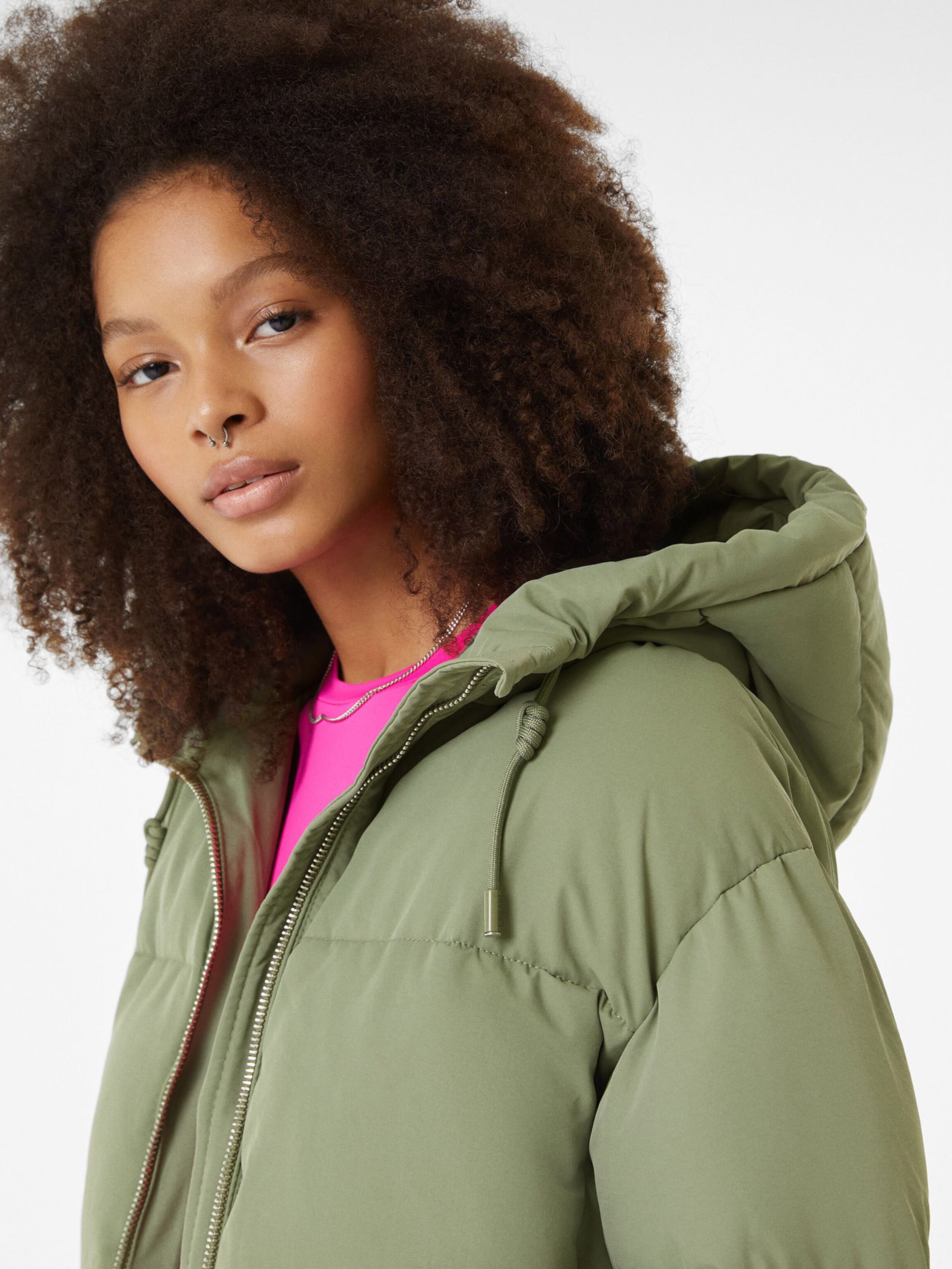 Bershka green 2024 puffer jacket