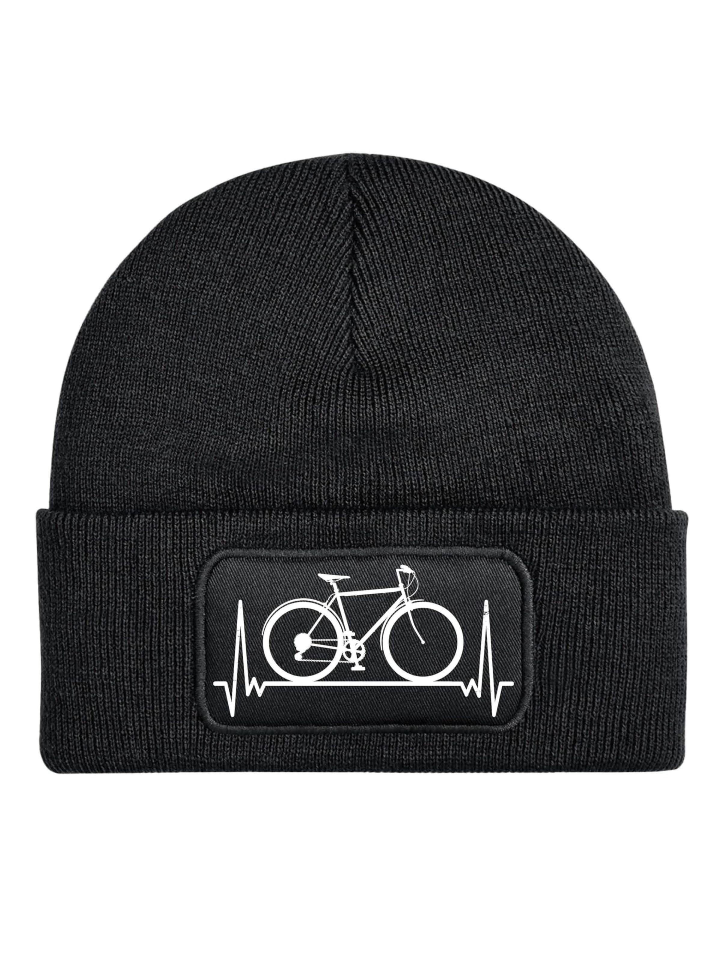 Youth Designz Mütze 'Heartbeat Fahrrad'‌‌‌‌‌‌‌ in Schwarz: Vorderseite