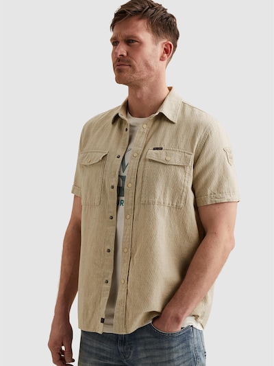 PME Legend Skjorta 'Shirt with short sleeves in cotton/linen' i S i ljusgrön, Produktvy