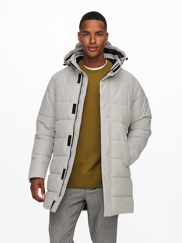 Only & Sons Winter Coat 'Carl' in Grey: front