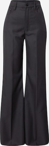 G-Star RAW Wide leg Trousers with creases 'Deck' in Black: front