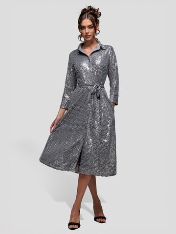 Robe-chemise GODDIVA en argent : devant