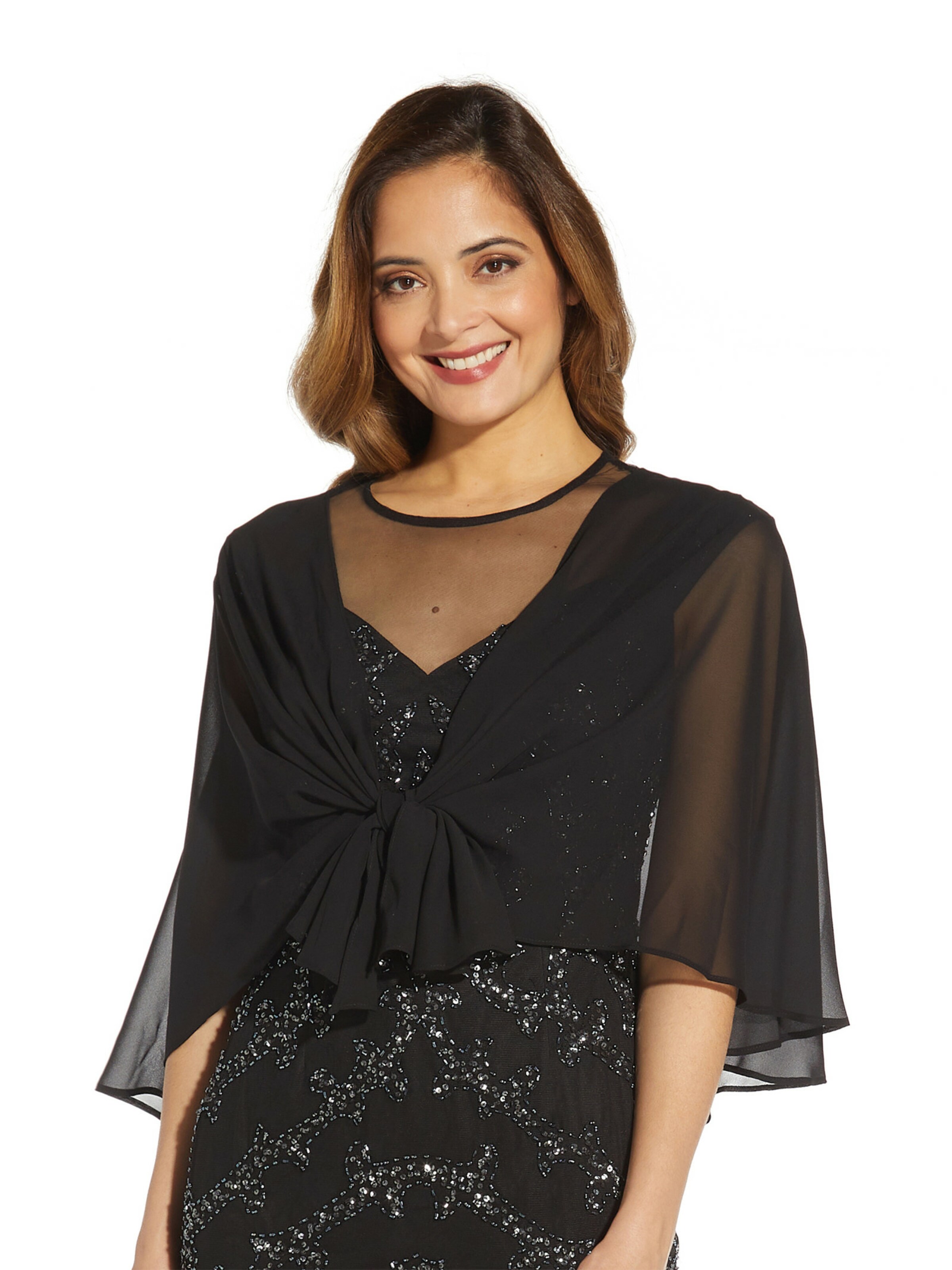 Adrianna Papell Cape in Black: front