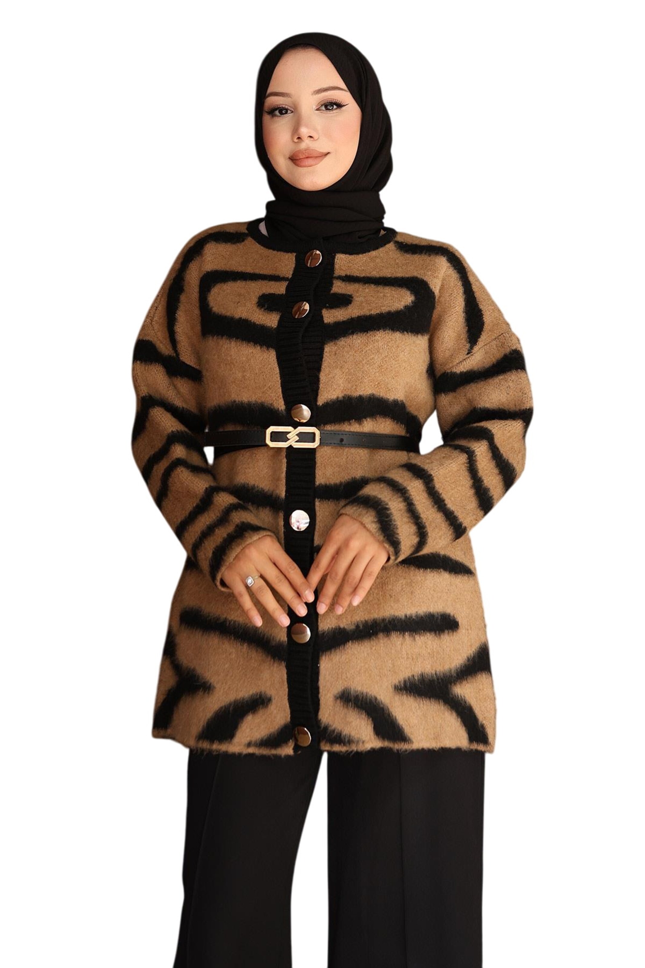 MODAMIHRAM Gebreid vest in Bruin: voorkant