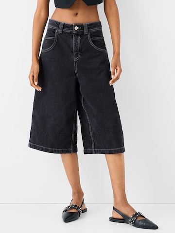 Bershka Wide leg Broek in Zwart: voorkant