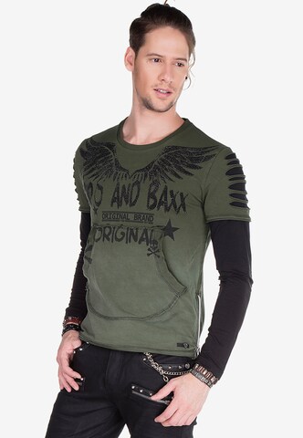 CIPO & BAXX Shirt '2in1 Torn' in Green