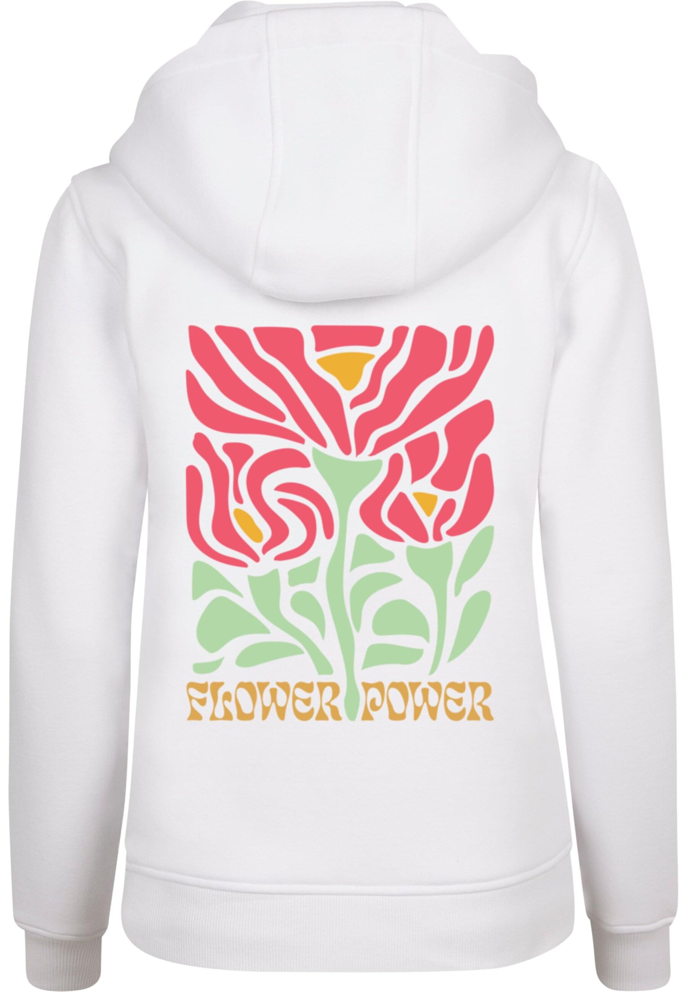 Merchcode Sweatshirt 'Flower Power' in Weiß