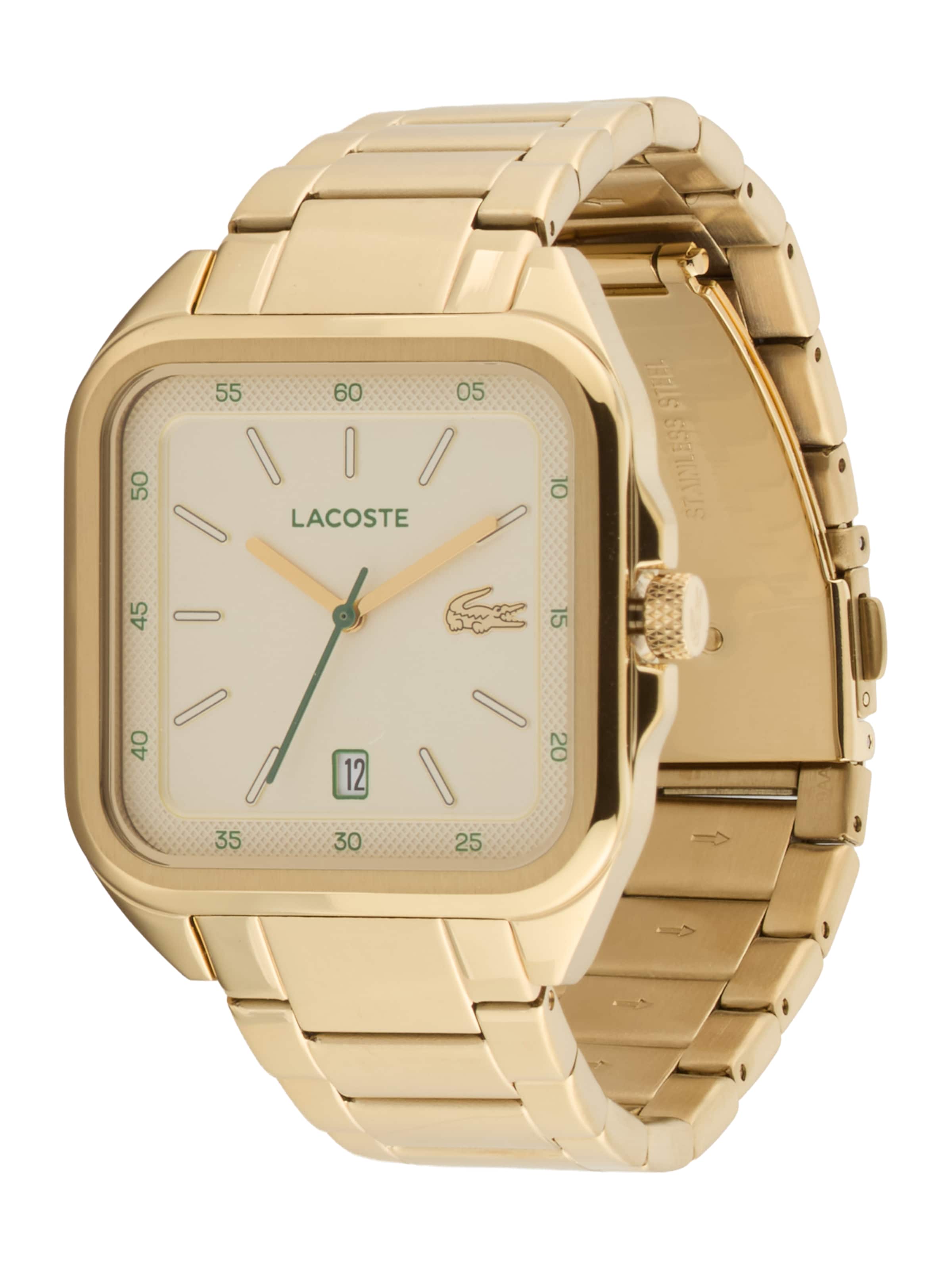 LACOSTE Montre à affichage analogique '12.12 UP' en jaune pastel / or, Vue avec produit