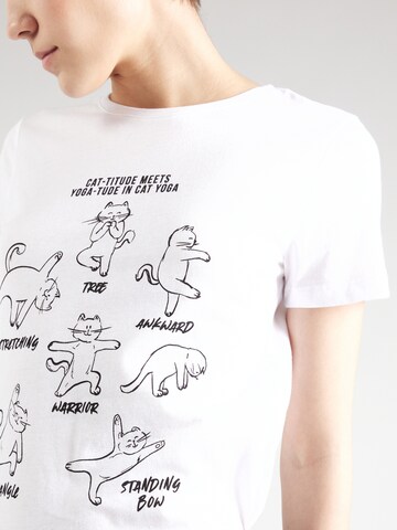 Mavi T-shirt 'CAT YOGA' i vit