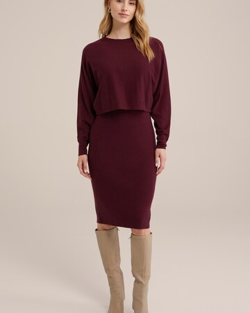 Robes en maille WE Fashion en rouge