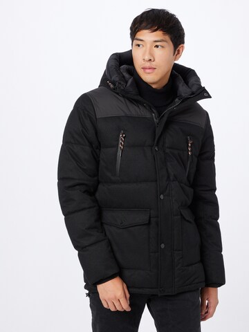 INDICODE JEANS Winter Jacket in Black: front