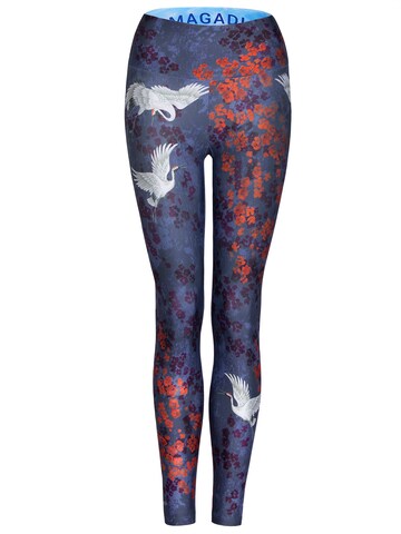 Magadi Skinny Workout Pants 'Happy Birds' in Blue: front