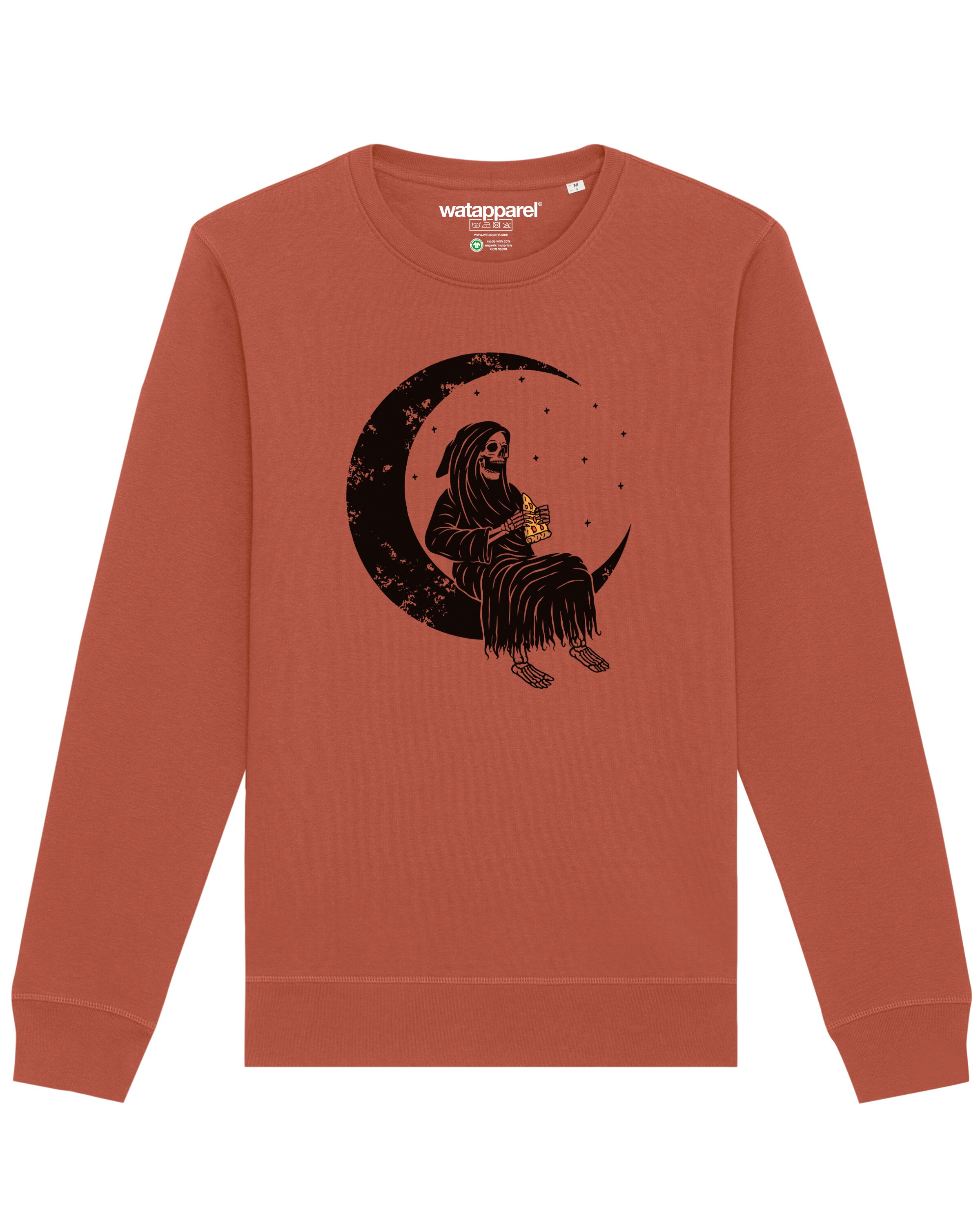 Sweat-shirt ' Pizza for life ' Watapparel en marron : devant