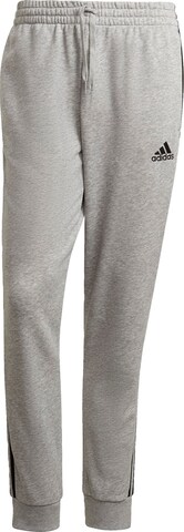 ADIDAS SPORTSWEAR Tapered Workout Pants 'Essentials French Terry Tapered Cuff 3-Stripes' in Grey