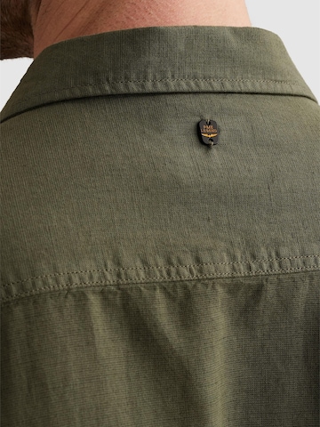 PME Legend Regular fit Skjorta 'Shirt in cotton/linen with garment-dye wash' i grön