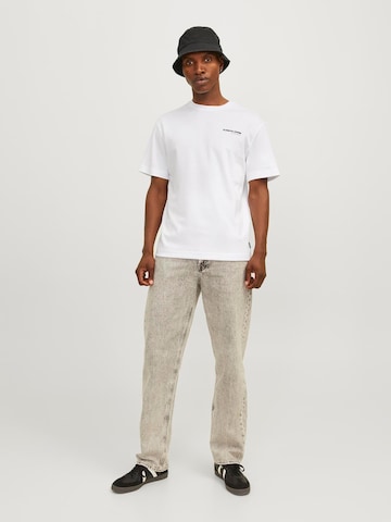 JACK & JONES Shirt 'JCOAERO PRINT TEE SS CREW NECK' in White