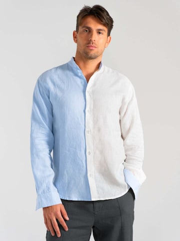 HACOY Comfort fit Button Up Shirt in Blue: front