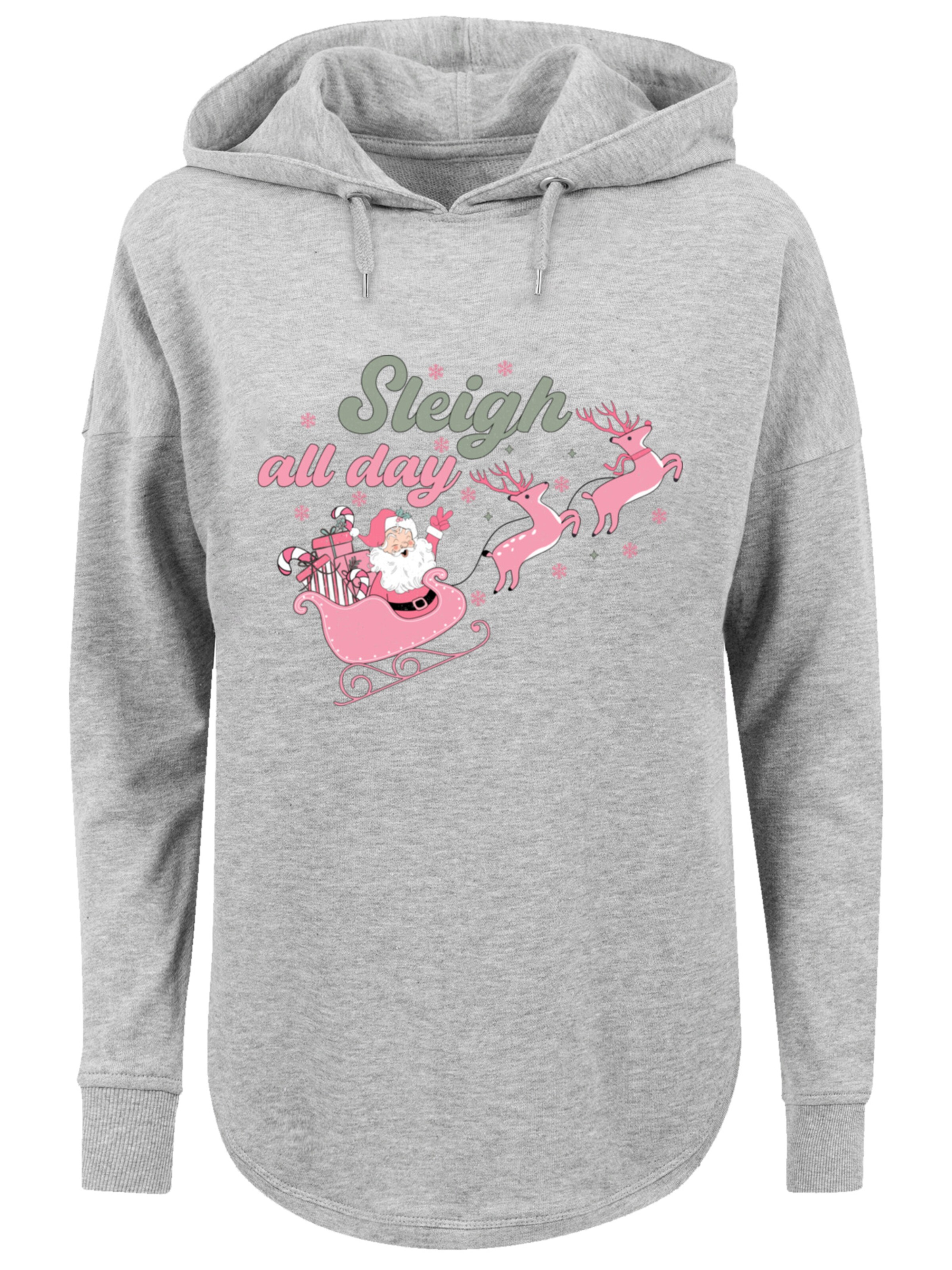 Sweat-shirt 'Christmas Sleigh all day Santas Reindeers' F4NT4STIC en gris : devant
