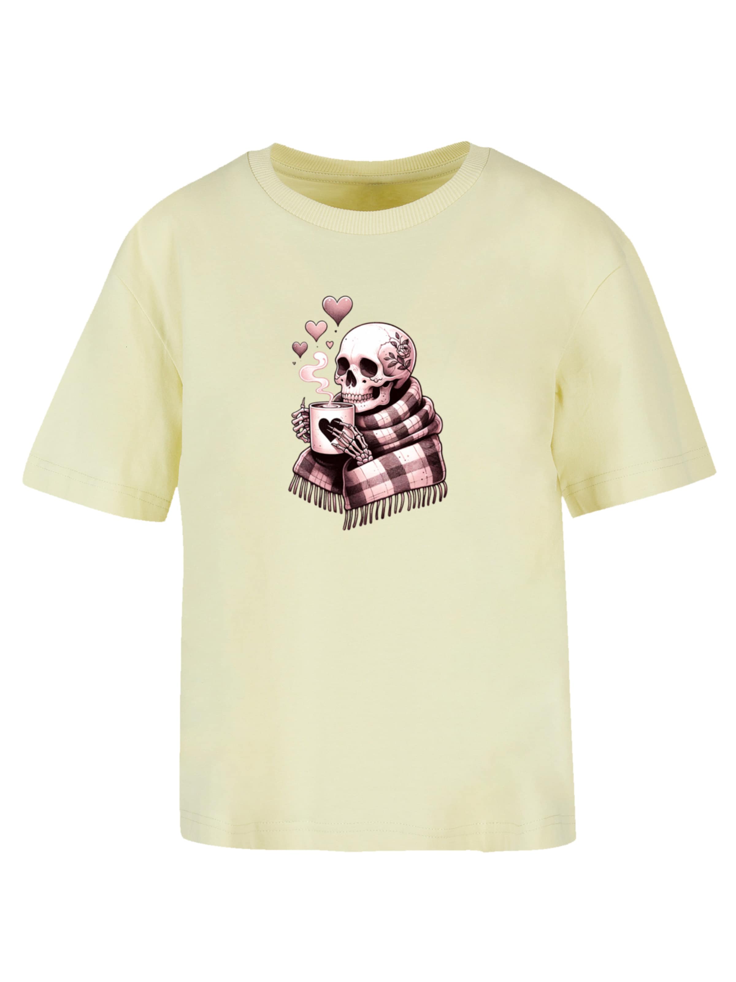 T-shirt 'Cozy Winter Skelett' F4NT4STIC en jaune : devant