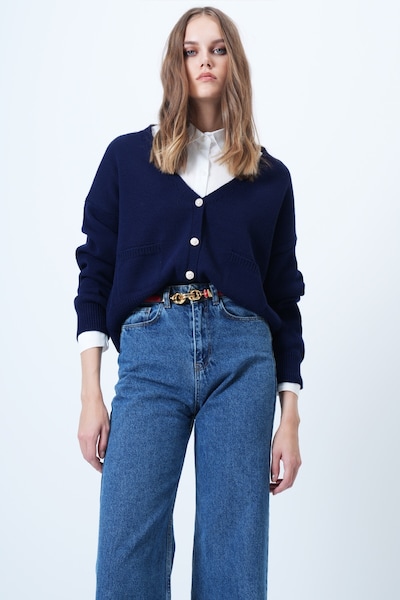 Trend Alaçatı Stili Cardigan i XS-XL i navy, Produktvisning