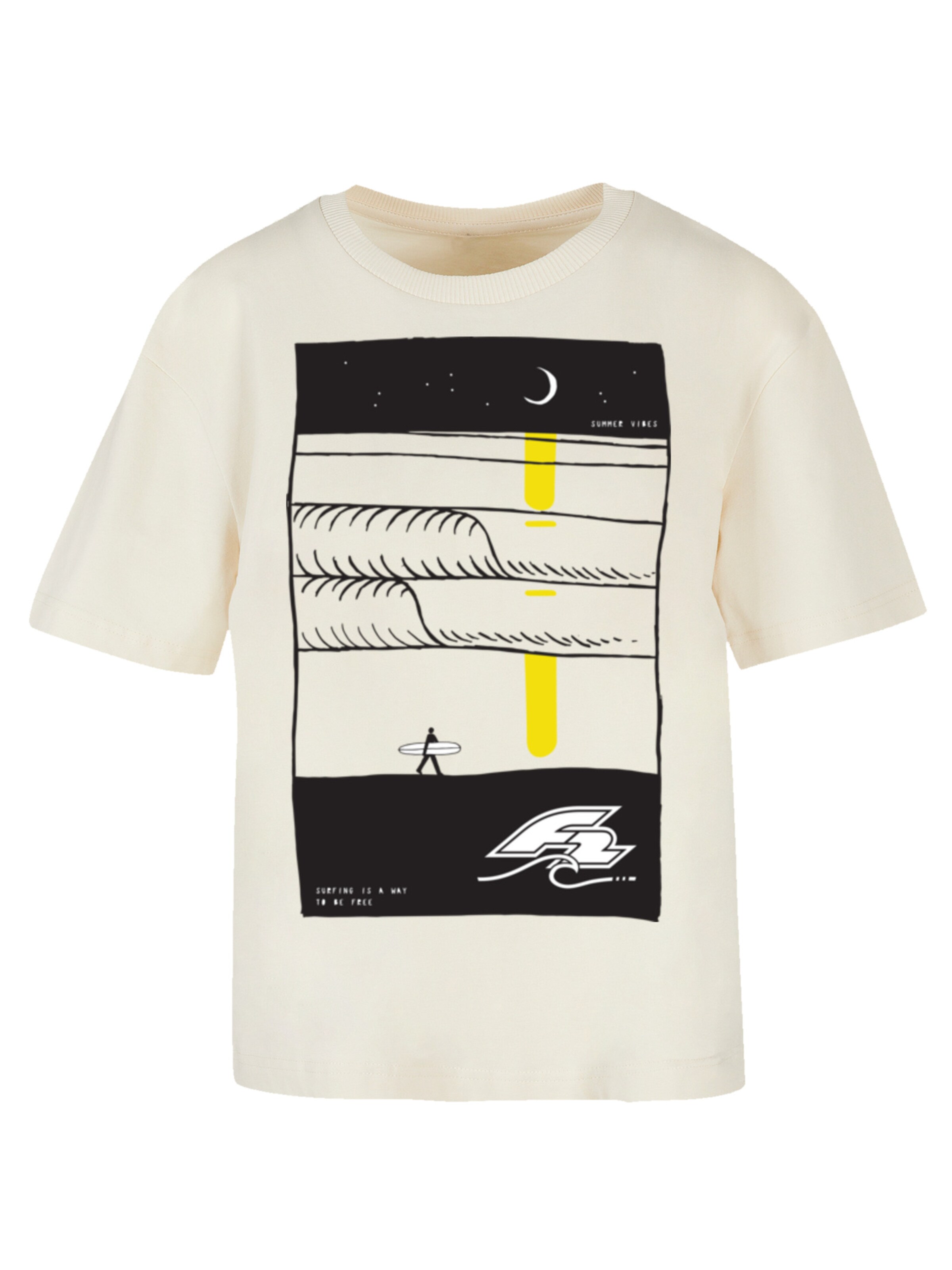 F2 T-Shirt 'Be Free Surfer Style Sommer' in Beige: Vorderseite