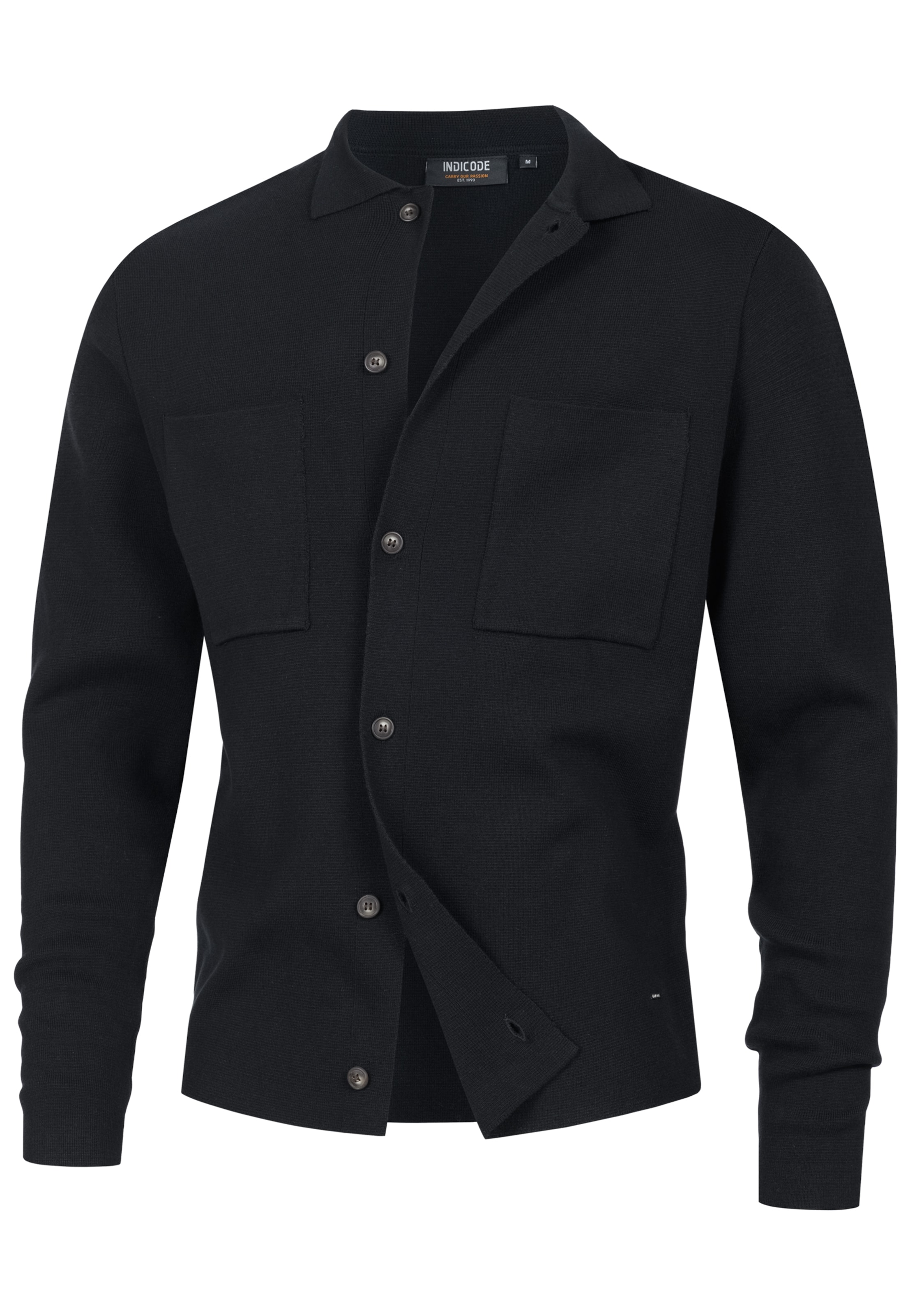 INDICODE JEANS Knit cardigan in Black: front