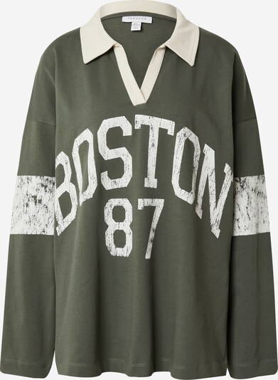 TOPSHOP Poloshirt 'Boston 87' in khaki / offwhite, Produktansicht