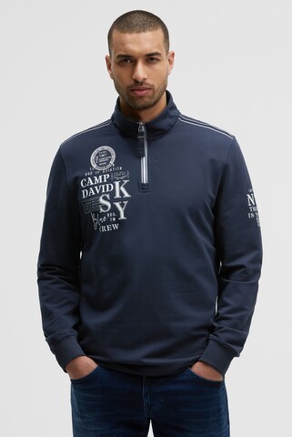 CAMP DAVID Troyer-Sweatshirt mit Zipper und Artworks in Blau: Vorderseite