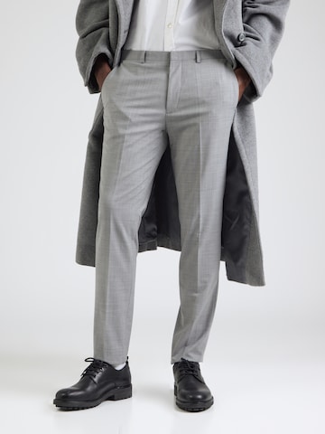 Coupe slim Pantalon à plis 'Hesten253X-MH' HUGO en gris : devant
